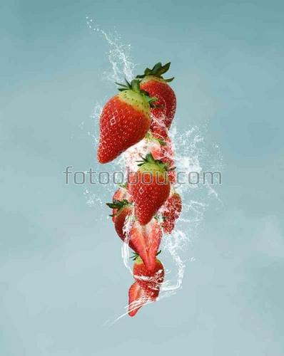 клубника, ягоды, природа, натюрморт, вода