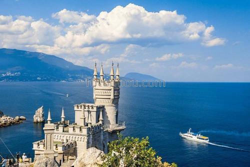 море, крым, ласточкино гнездо, облака, горы