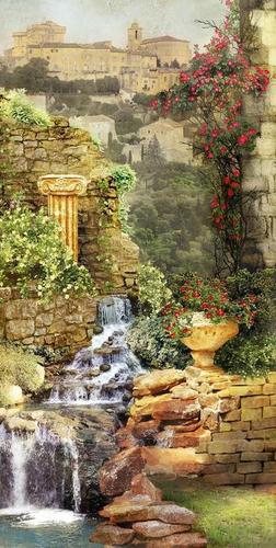 античность, садик, природа, цветы, водопад, ручей