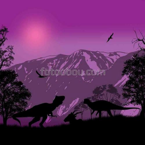 природа, горы, динозавры