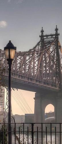 фонарь, мост, туман, река