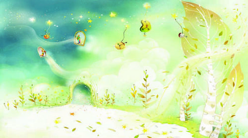 дерево, листья, желтый, оранжевый, зеленый