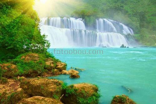 природа, водопад, камни, деревья, китай, вьетнам 