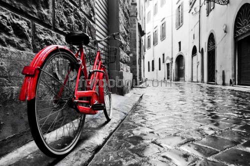 велосипед, улочка, серый, арки