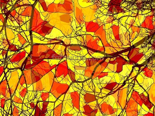 абстракция, осень, деревья, листья, пейзаж