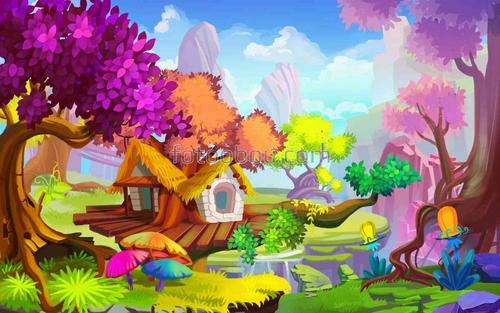 Дерево, избушка, яркая, сказочная,детская, в спальню, в детскую