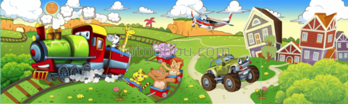 паровоз ,тигр ,слон ,машина ,солнце ,самолет ,облака