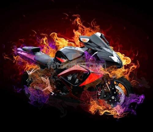 мотоцикл, техника, огонь, скорость