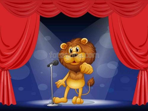 животные, лев, пение, микрофон, мультфильм