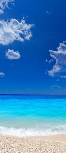 океан, волны, песок, небо, облака