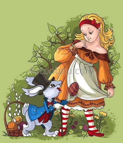 девочка, мышь, яйца, пасха, мультфильм