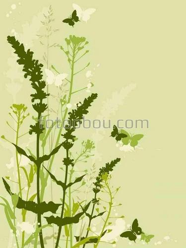 природа, трава, поле, бабочки