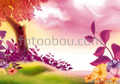 детские, для детей, для девочек, лес, розовый лес, деревья, трава, небо