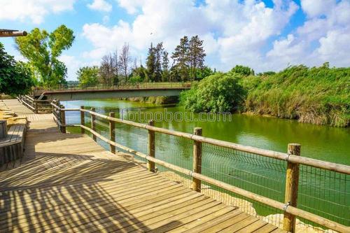 мост, заповедник, река, природа, небо, облака