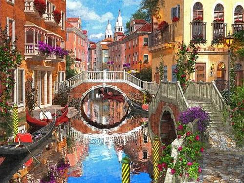 венеция, старый город, мосты, канал, гондолы