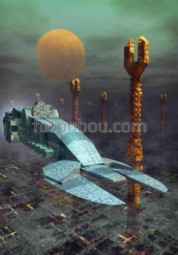 космос, крейсер, галактика, звездолет, планета, звезды