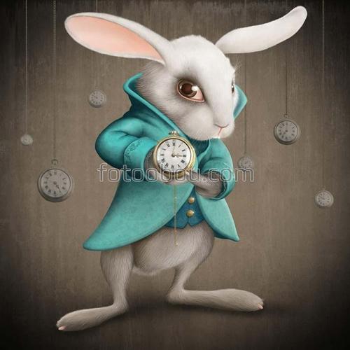 алиса, страна чудес, кролик, время, абстракция, часы