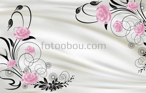 розы, шелк, ветки, бутоны, цветы