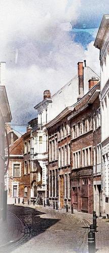 дорога, дом, небо, облака, тротуар