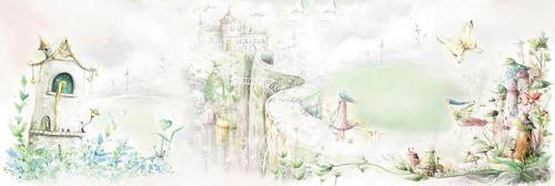 замок, дом, дорога, бабочки, цветы