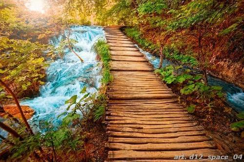 Ступенчатый, деревянный, мостик