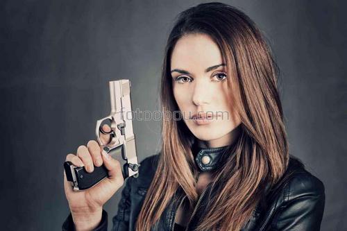 женщина, девушка, портрет, пистолет, люди