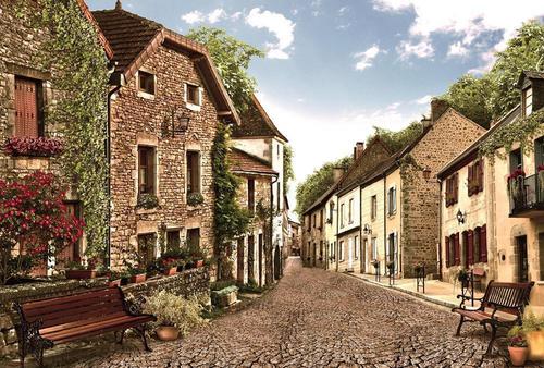 мостовая, старый город, улица, цветы, лавка