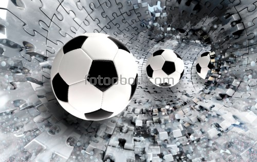 мяч, футбол, 3д, 3d, абстракция, на стену, стереоскопические, мячи