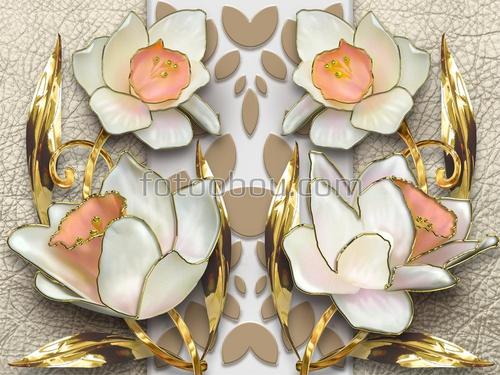 цветы, стекло, стена, листья, бутон