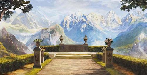 горы, дорога, природа, водопад