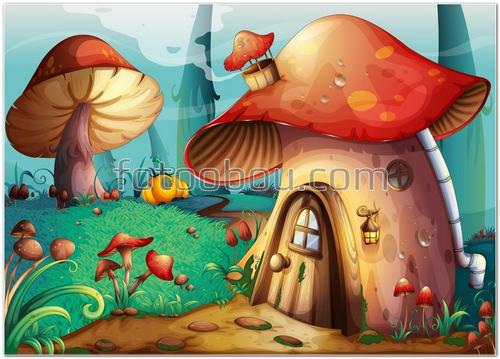 детские, для детей, гриб, дом, мухомор