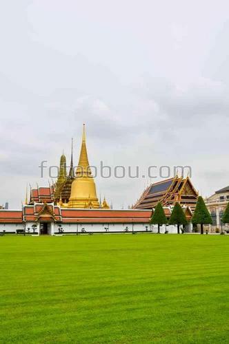 природа, замок, таиланд, поле, трава