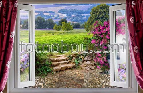 вид из окна, природа, поле, дорога