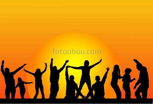 люди, танцы, радость, солнце, силуэты