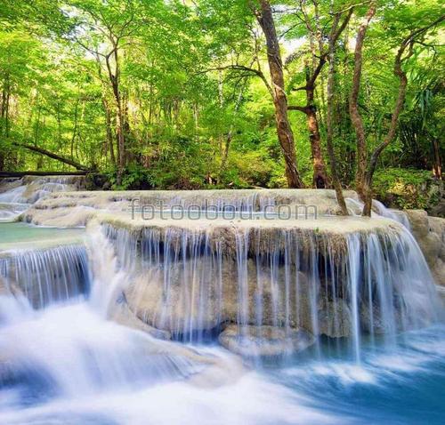 природа, лес, река, водопад, деревья