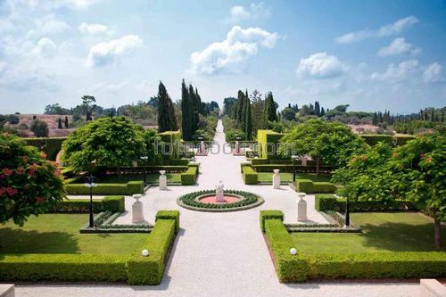 природа, сад, парк, аллея, фонтан, небо, облака