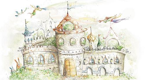 девочка, эльфы, дудка, замок, сказочный