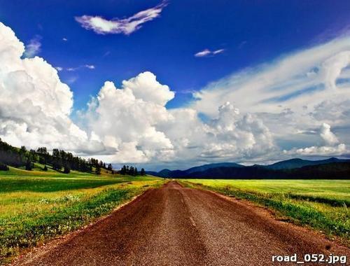 Старая, дорога, синим, горам