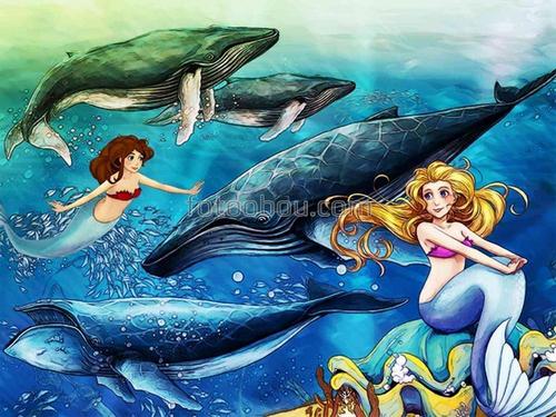 мультфильм, для детей, девушка, люди, русалка, рыбы, море