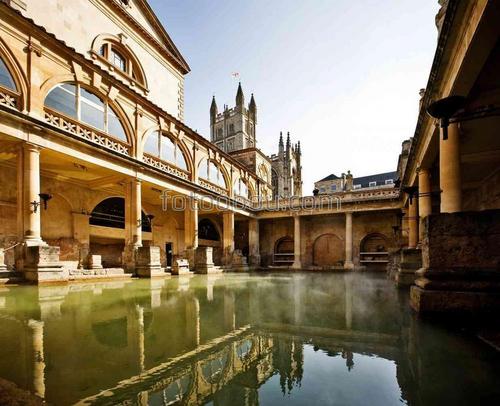 баня, Англия, вода, здание, архитектура