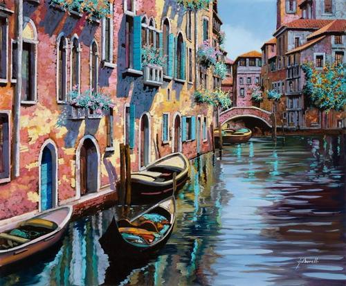 венеция, канал, гондолы, живопись, картина, город