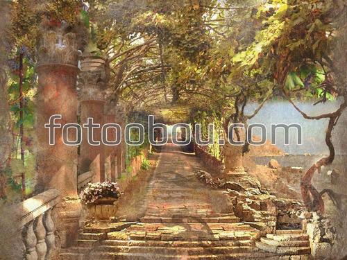 аллея, колонны, ступени