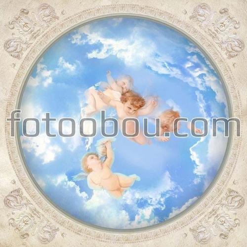 небо ,потолок ,фреска с ангелами ,ангелы ,ангелочки 