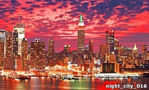 город, тучи, пурпурный, розовый, небоскребы