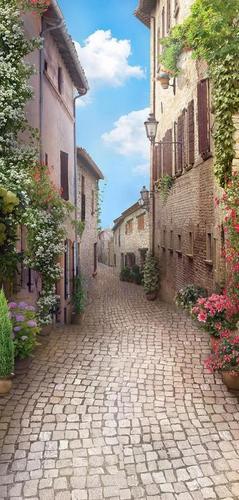 мостовая, старый город, греция, улица, цветы