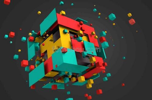 абстракция, кубы, плитка, кирпич, геометрия