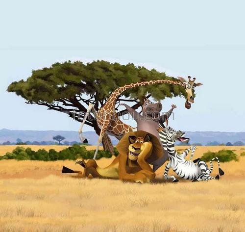 лев ,жираф ,бегемот ,зебра ,дерево ,джунгли ,мультик