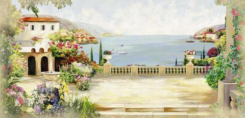 город, набережная, море, горы, сад