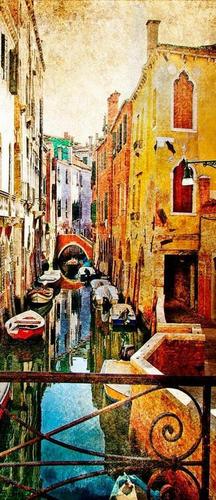 дома, река, мосты, гондолы