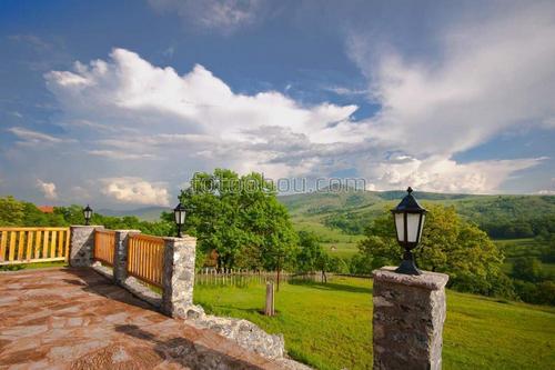 сад, парк, небо, облака, терраса